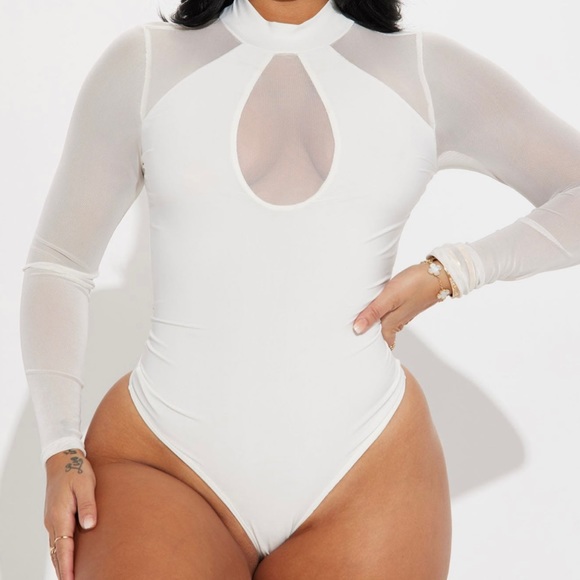 Mesh Highneck Bodysuit - Picture 1 of 5